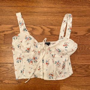 kendall and kylie white floral crop tank top